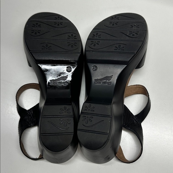 Dansko Joanie Platform Sandals Shoes Open Toe Buckle Leather Black Size 40 US 10 - Picture 10 of 12